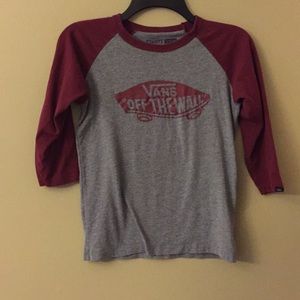 Vans Quarter Sleeve T- Shirt Grey/Burgundy M